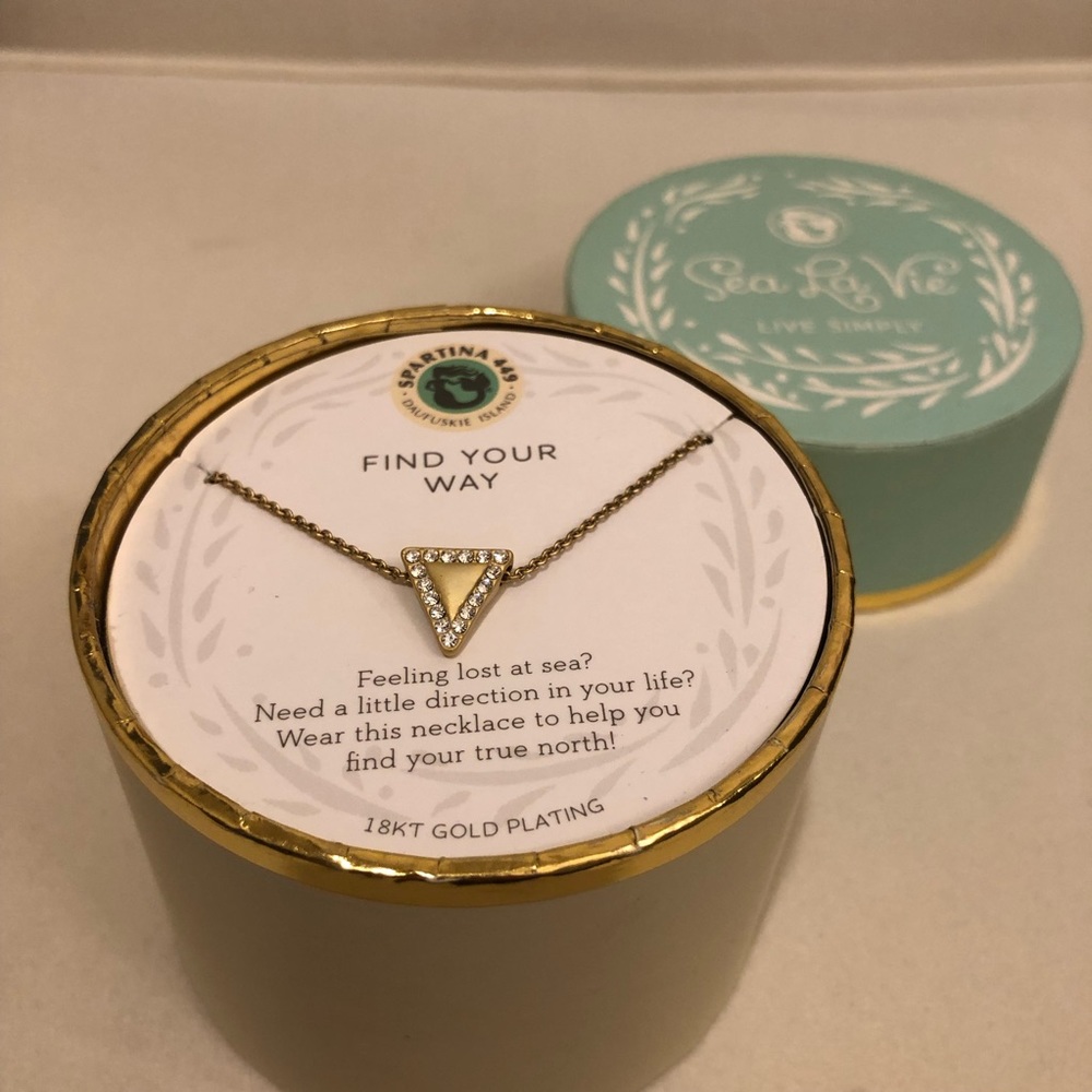 Sea La Vie gold crystal triangle necklace